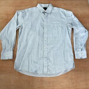 Onesimus Dress Shirt Men 42 Blue Striped Button Up Long Sleeve Pocket Designer